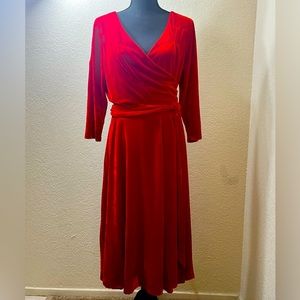 Unique Vintage 1940s Red Velvet Wrap Dress Size 14/XL